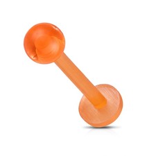 14GA 10mm Orange Bio Flex Labret with 4mm Ball | Flat Back | MRI X-Ray Allergy