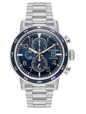Citizen Men's Brycen Chronograph Date Silver Eco-Drive Watch 44MM CA0647-52L