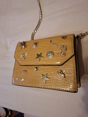 Tolle gelbe Handtasche Clutch Abendtasche senfgelb Animalskin Käfer Zara