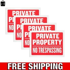8 Pack Private Property No Trespassing Sign 9 x 12" Weatherproof Water Resistant