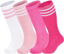 4 Pairs Kids Soccer Socks Baseball Softball Youth Athletic Boys Girls Knee High