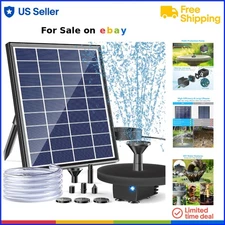 Solar Bird Bath Fountain Pump 6W 60GPH Nozzles Garden DIY Water Feature