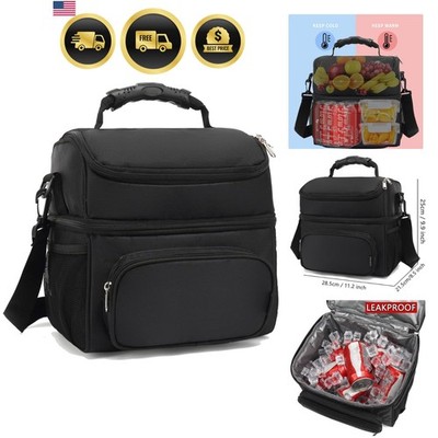 Double Layer Cooler Insulated Lunch Bag Adult Lunch Box Large Tote Bag for Me...