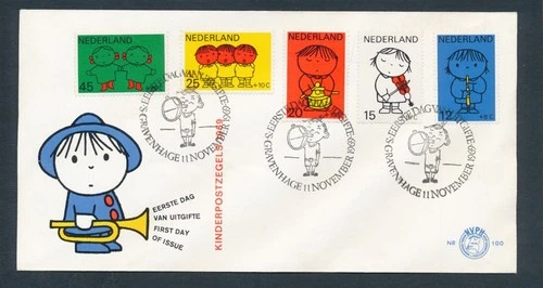 D487432 Netherlands FDC Children's Stamps Children Set 1969 NVPH 100