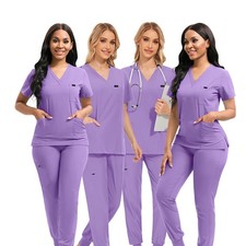 Stretchy Unisex Scrub Set: Top  Pants for Healthcare Pros