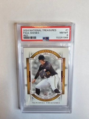 2024 Panini National Treasures PAUL SKENES ROOKIE RED PSA 8 NM-MT #1 Pirates RC