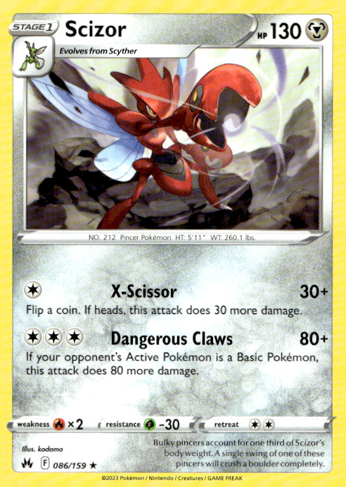 Scizor 086/159 Rare Regular Crown Zenith NM