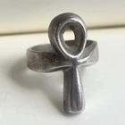 vintage Mexico Sterling Silver Ankh Symbol Ring, Signed hand made