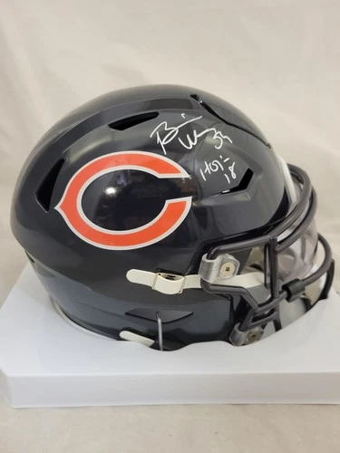 BRIAN URLACHER "HOF" SIGNED CHICAGO BEARS MIDSIZE MIDI SPEEDFLEX MINI HELMET BAS
