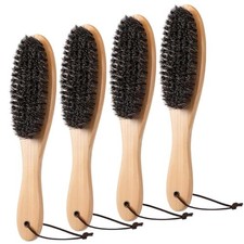 4 Pack Lint Brushes for Clothes with Natural Horsehair Bristles Wooden Handle