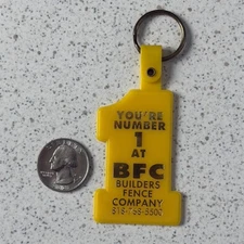 BFC Builders Fence Company California #1 Yellow Keychain Key Ring #50744
