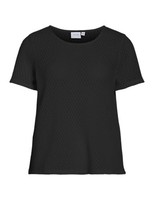 Vimine O-Neck T-Shirt Damen, Kurzarm, GrößE M, Schwarz, Baumwolle, Modell-Nr.