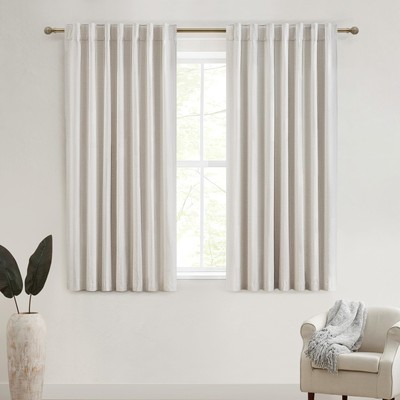 Short Linen Blackout Curtains for Bedroom 45 Inches Length 2 Panels Set, Kitc...