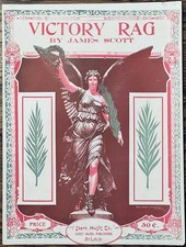 rare BLACK RAGTIME great JAMES SCOTT sheet music VICTORY RAG pub STARK St. Louis