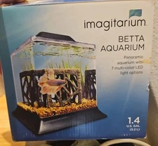 Imagitarium Betta Fish Aquarium Desktop Kit LED Lights 1.4 Gal Mini Fish Tank 