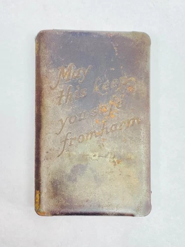 WWII WW2 Soldier Metal Military Heart Shield Bible Cover w/ Bible