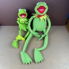 Lot Of 2 Kermit Frog Plush Jim Henson Muppets 22" Eden 16" Nanco READ