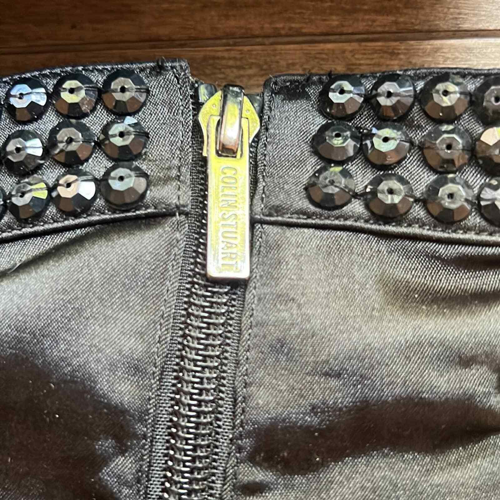 SAOLA Stivali con zeppa Colin Stuart neri raso perline suola tacco polsino punta taglia 7 5