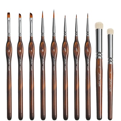 Detail Paint Brushes Dry Brushes Flat Miniature Paint Brushes 10pcs Fine Deta...