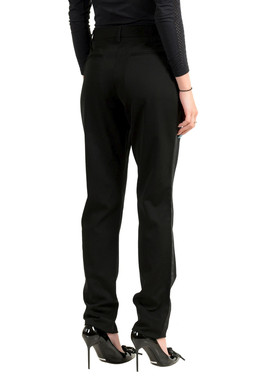 Pantaloni abito Maison Margiela donna neri 100% lana a pieghe anteriori US XS IT 38