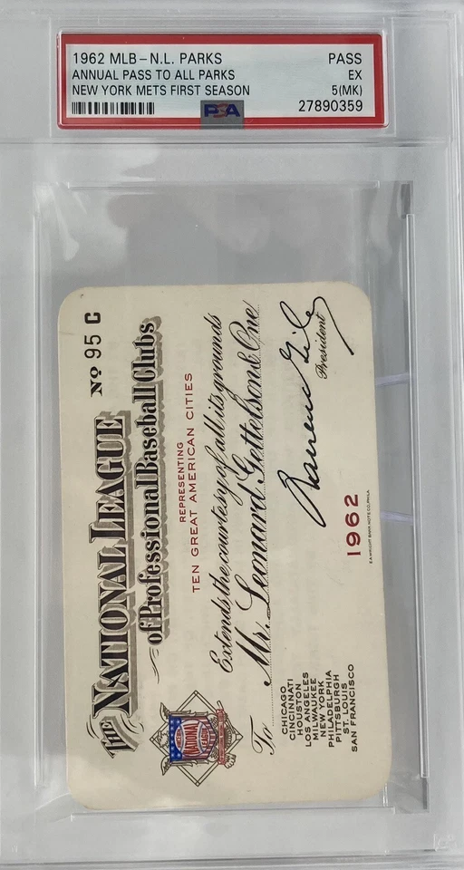 Sandy Koufax No-Hitter PSA Ticket Pass 1962  Mets 1st YR Mickey Mantle MVP 1/1⚾️ - Image 2 of 4