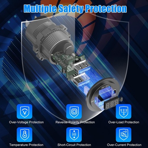 1 Pcs 12V Dual USB Car Charger With Voltmeter Efficient For 12V 24V Boat RV C - Afbeelding 8 van 9