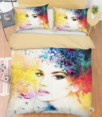 3D Watercolor Girl RAIG26 Bed Pillowcases Quilt Duvet Cover Set Queen King Honey