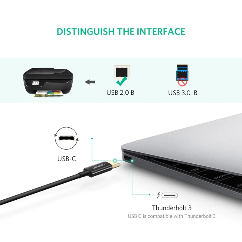 Ugreen USB Type C to USB Type B 2.0 Cable Printer Scanner Cord - 0.5m 1m 2m 3m - Image 4 of 4