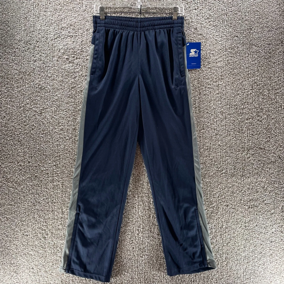 Vintage Starter Track Pants Mens Small S Side Zip Blue Grey 90s