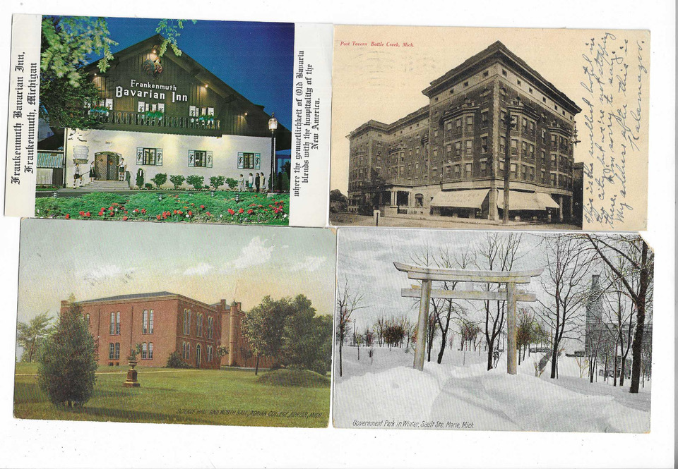 Lot of 48 MI Michigan Postcards Detroit Escanaba Gladstone Ironwood