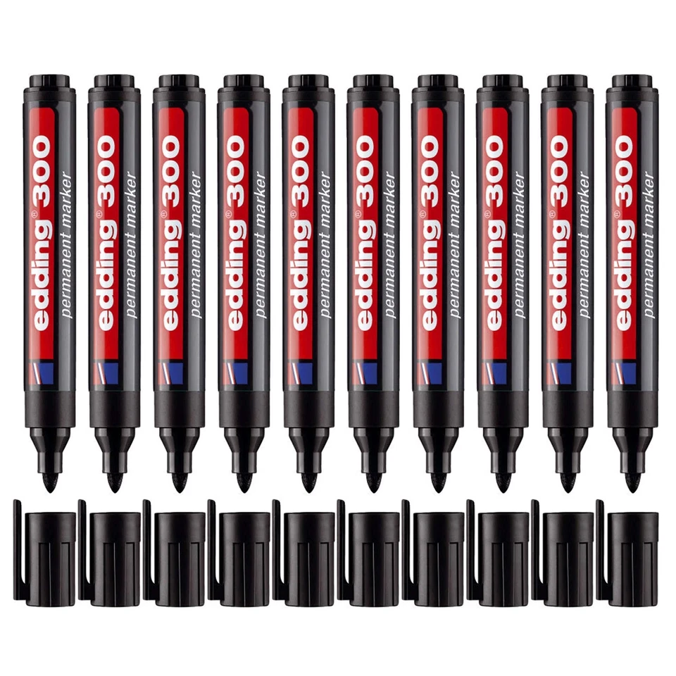 10 x Edding 300 Permanentmarker Filzstift nachfüllbar 1,5-3mm Rundspitze schwarz - Bild 2 von 4