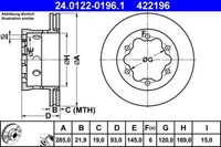 2X ATE 24.0122-0196.1 Bremsscheibe FüR MERCEDES-BENZ VW