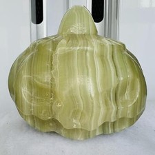 Natural Polished Afghan Jade Pumpkin Head Carving Crystal Mineral Healing 528
