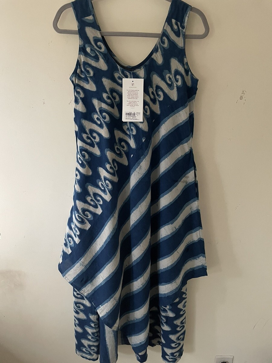 anokhi cotton dresses Anokhi Koki Girls Dress 8-9 Years 100% Cotton Wrap Dress Floral Blue Green B179