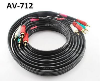 12ft Hi-Resolution 5-RCA Component Video & Audio Male to Male Cable, AV-712