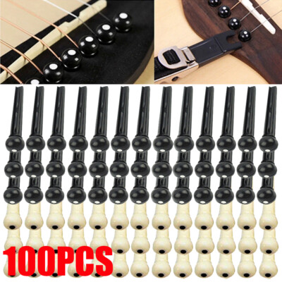100 Pcs Acoustic Guitar Bridge Pins Plastic String End Peg Fastener Holder US