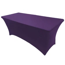 6' ft. Spandex Fitted Stretch Tablecloth Table Cover Wedding Banquet Purple