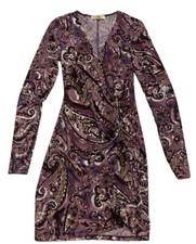 Michael Michael Kors Dress Faux Wrap Zipper Front Mauve Paisley Size 4