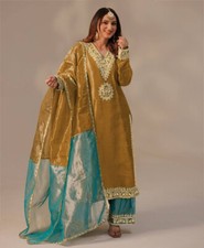 Indian Pakistani Soft Twil Net Silk Top And Palazzo With Dupatta For Wedding