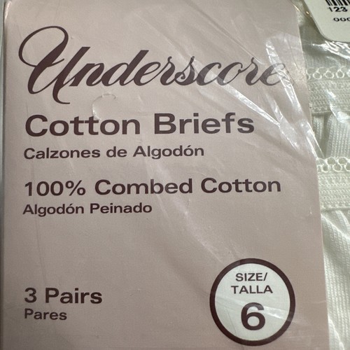 JCPenney Underscore VTG White Cotton Briefs Womens 6 Underwear Panty NOS NIP NEW - Picture 12 of 13
