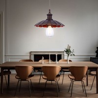 Pendellampe HäNgelampe Esstischleuchte Retro Wohnzimmerlampe Glas Braun H 130 Cm