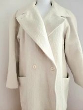 Vintage CACHAREL Long Wool Overcoat Ivory OffWhite 1970s Made in Italy