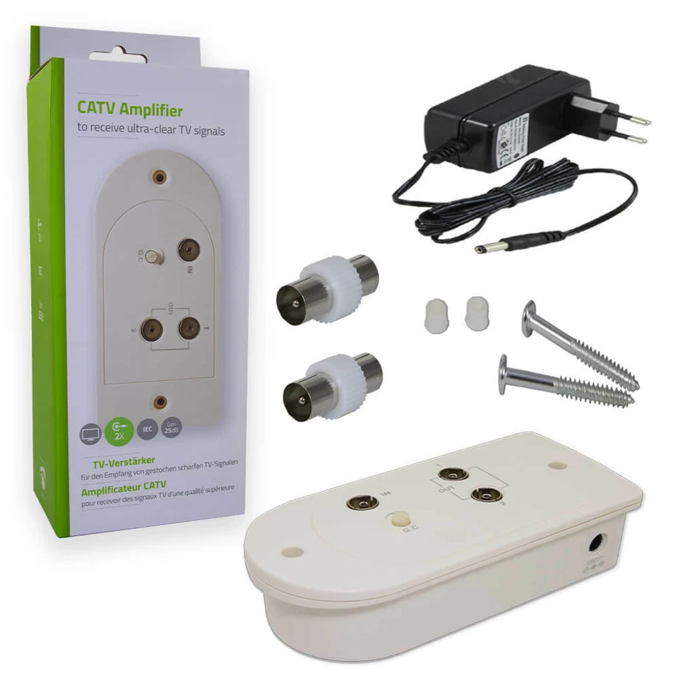 Antennenverstärker DVB-C DVB-T UKW Kabel 2 Geräte TV-Verstärker HDTV UHD 4k 25dB - Bild 2 von 4