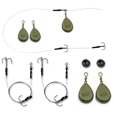Hecht Angeln Ledger Rigs Drillinge Haken SET - Größe 2 4 6 8 - ALLES WAS SIE BRAUCHEN! UK POST