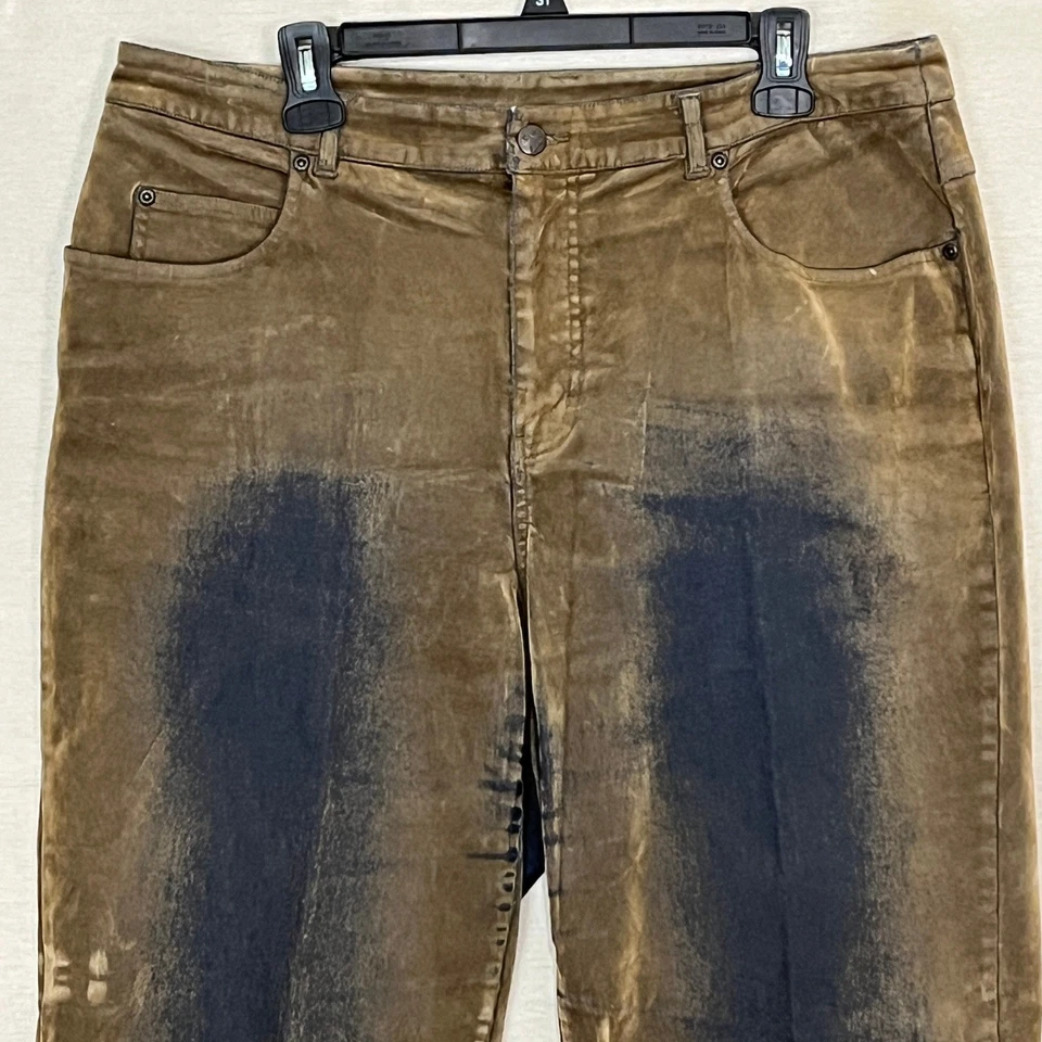 Pantalones Sigrid Olsen SO Azul Para Mujer 14W Marrón Negro Terciopelo Envejecido Y2K Grunge Foto 2 de 4