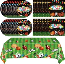 Sports Birthday Snack/Dessert Disposable (Plates, Napkins, Tablecover)