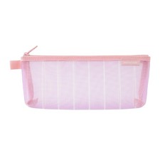MIDORI Pen Case, Mesh, Gusseted, Striped Pattern, Purple, 41849006