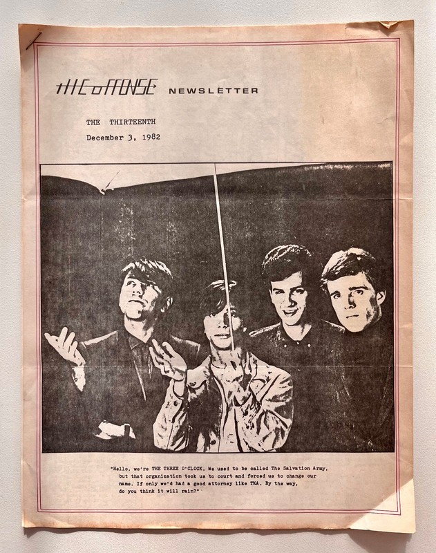 The Offense Newsletter #13 (Three O'Clock/Bad Brains) December '82