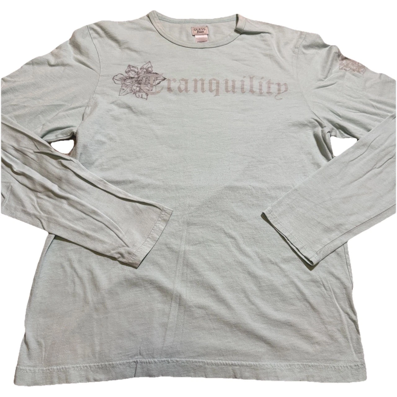 Guess Jeans Long Sleeve T-Shirt Ivory Women's Size Small Tee Womens Top Cotton
