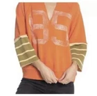 Free People Striped Pullover Cute Jersey in Orange Combo 85 Small